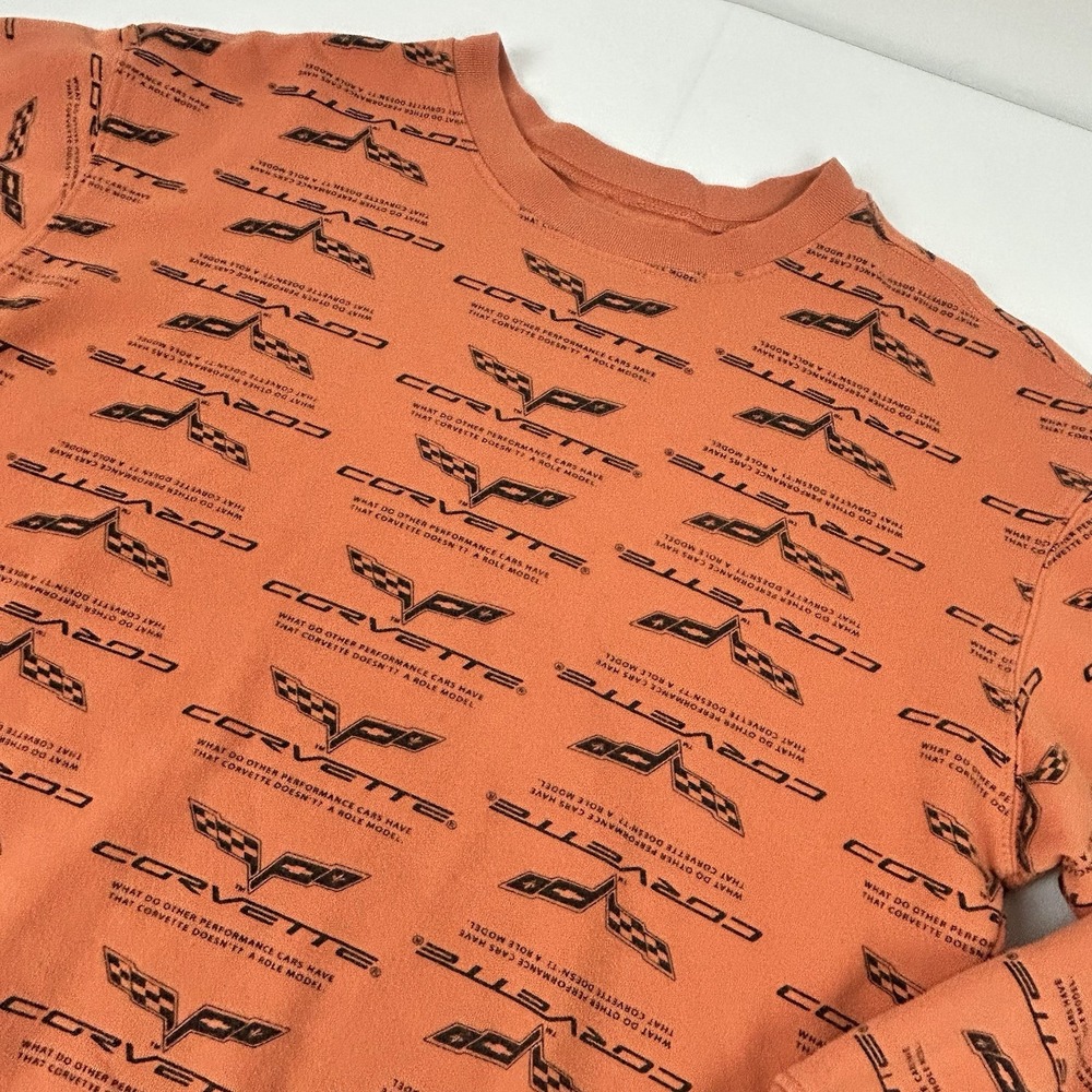 GM Corvette Repeat Print Sweatshirt Orange Salmon Women's Medium